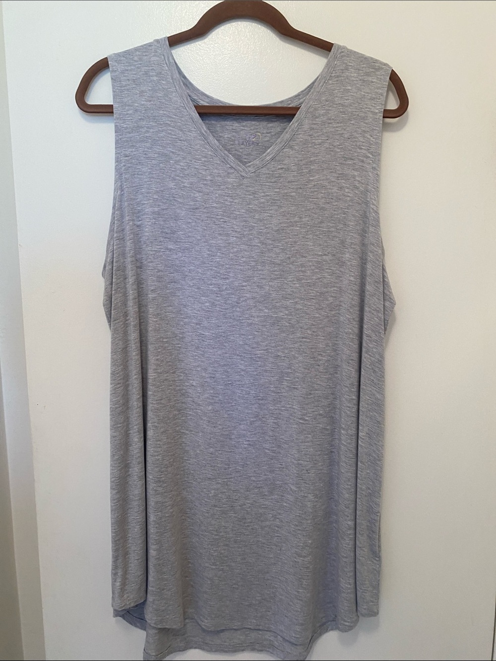 Logo Layers V-Neck Sleeveless Tank Top - Heather Gray 2X